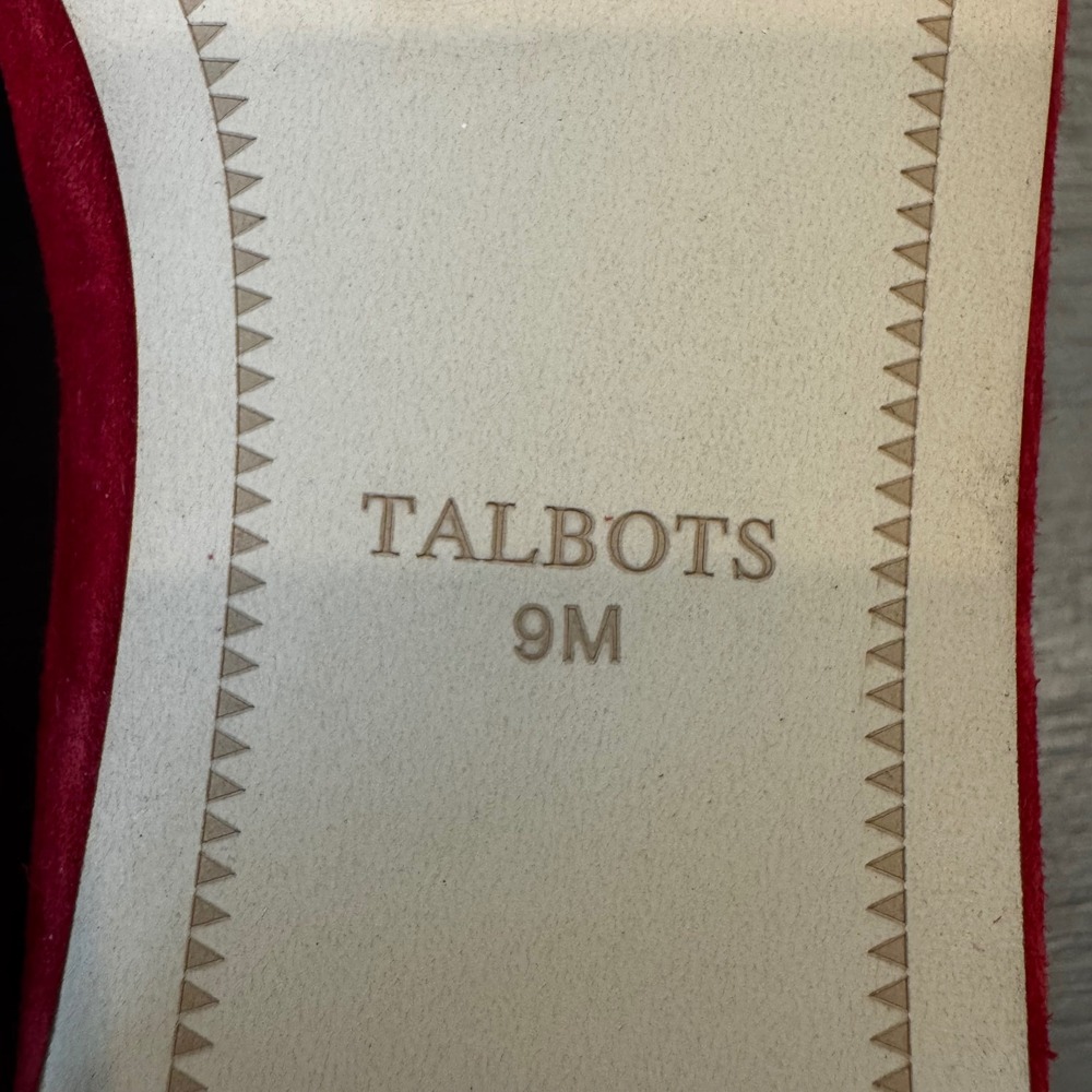 Talbots Women 9 M Red Suede Patent‎ Cap Toe Ballet Flats Bow Detail Low Heel - Picture 12 of 13
